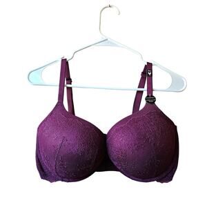 NWOT Victoria's secret bombshell plunge purple lacey push up bra women size 38DD